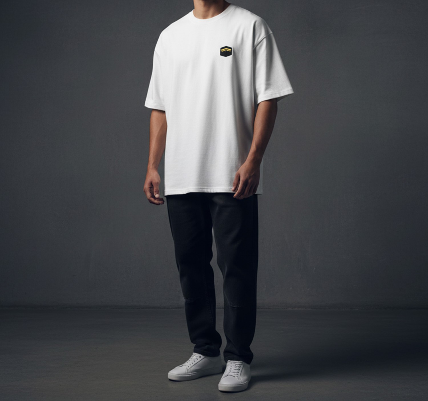 Mens Premium Drop Shoulder- Classic White