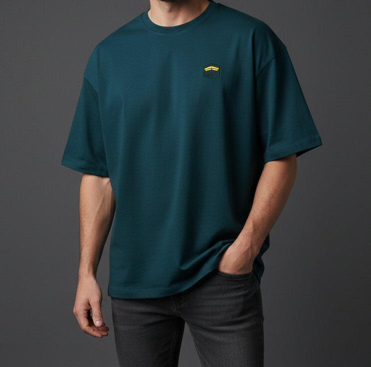 Mens Premium Drop Shoulder- Deep Teal